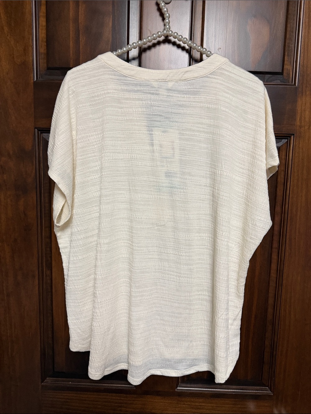 Orvis Cream Split-Neck Embroidered Short-Sleeve Top - Picture 7 of 7